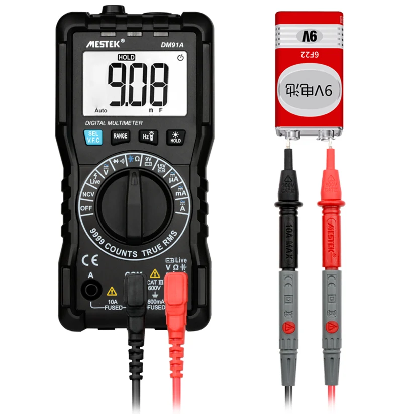 Интеллектуальный мультиметр MESTEK DM91A/DM91S, 9999 отсчетов, умный автоматический измеритель диапазона, мультиметр, мультитестер