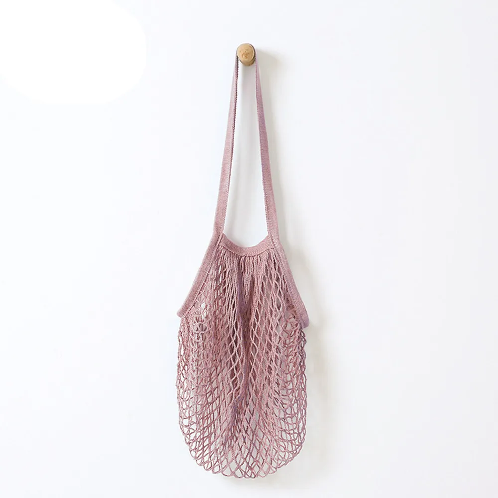 

Multifunction Reusable Fruit shopping string grocery shopper Cotton Tote Mesh Woven Net Bag Solid Shopping bags C0331 di
