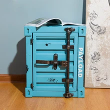 Industriële Stijl Retro Container Smeedijzeren Nachtkastje Lock Locker Opbergkast Bed Ladeblok(China)