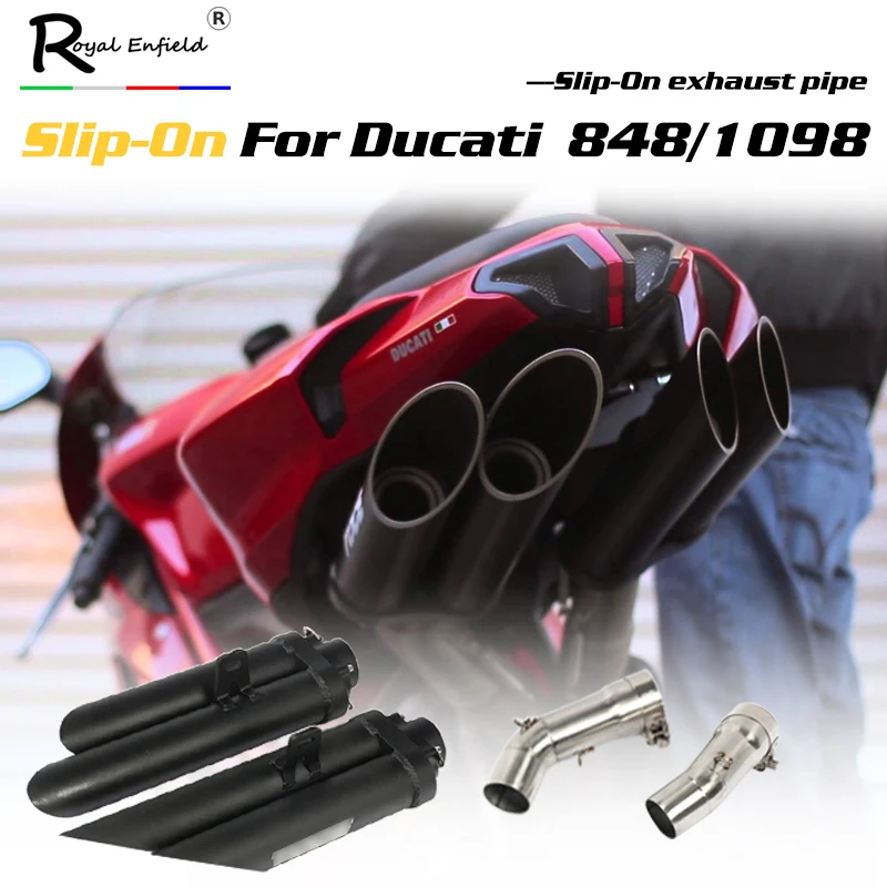 

For Ducati 848 EVO 1098 slip-on Motorcycle Exhaust middle pipe muffler Tail Escape T-slash dual exhuat for Ducati 848 EVO 1098
