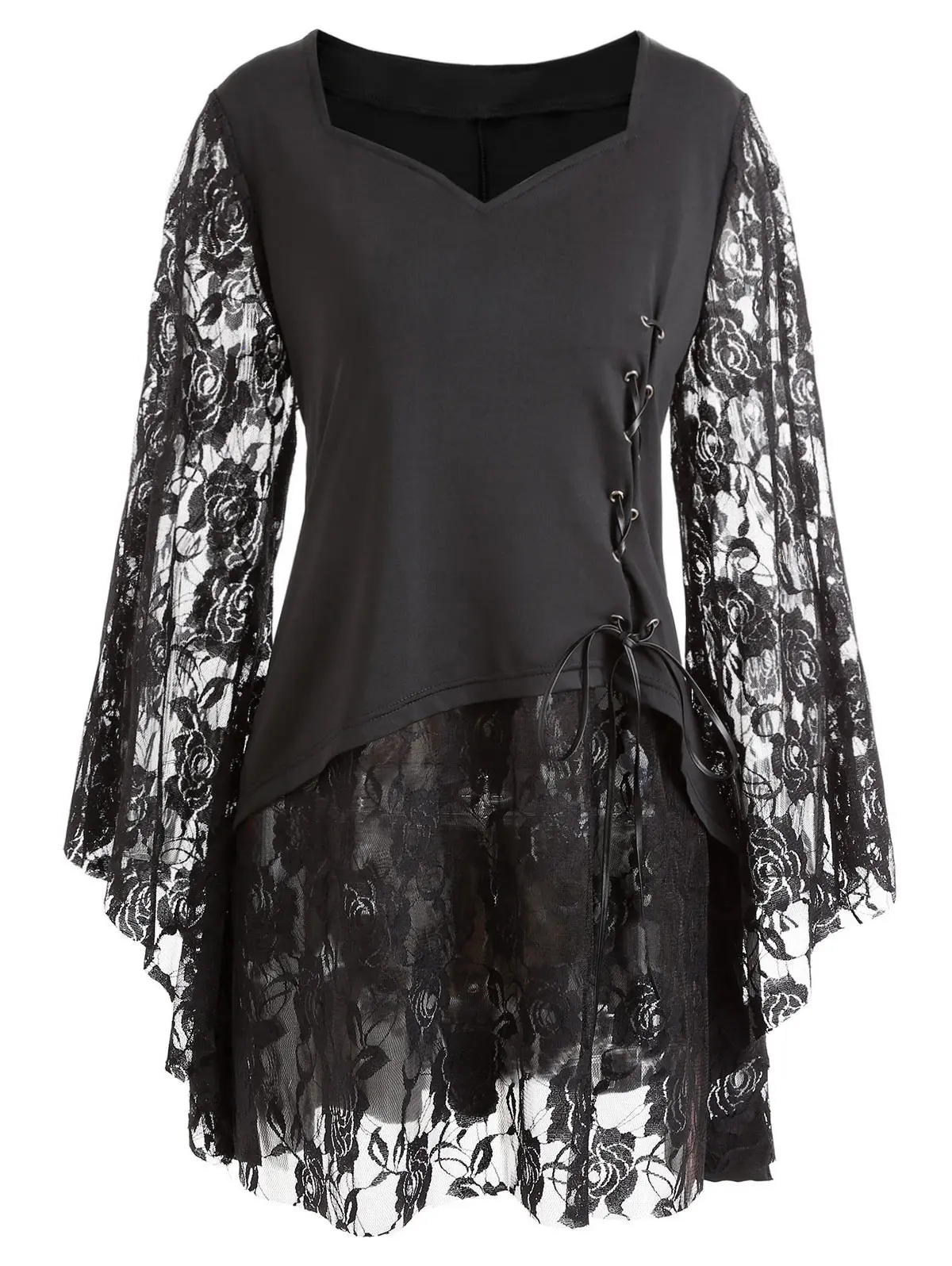 Платье С Кружевными Расклешенными Рукавами Купить