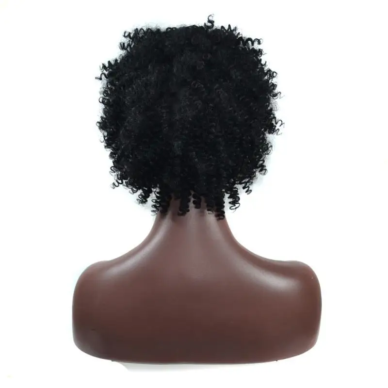 Black Fluffy Roll Explosion Head Women Black Curls Hair Full Hairnets Hair Wig Lace Deep Wave Tool