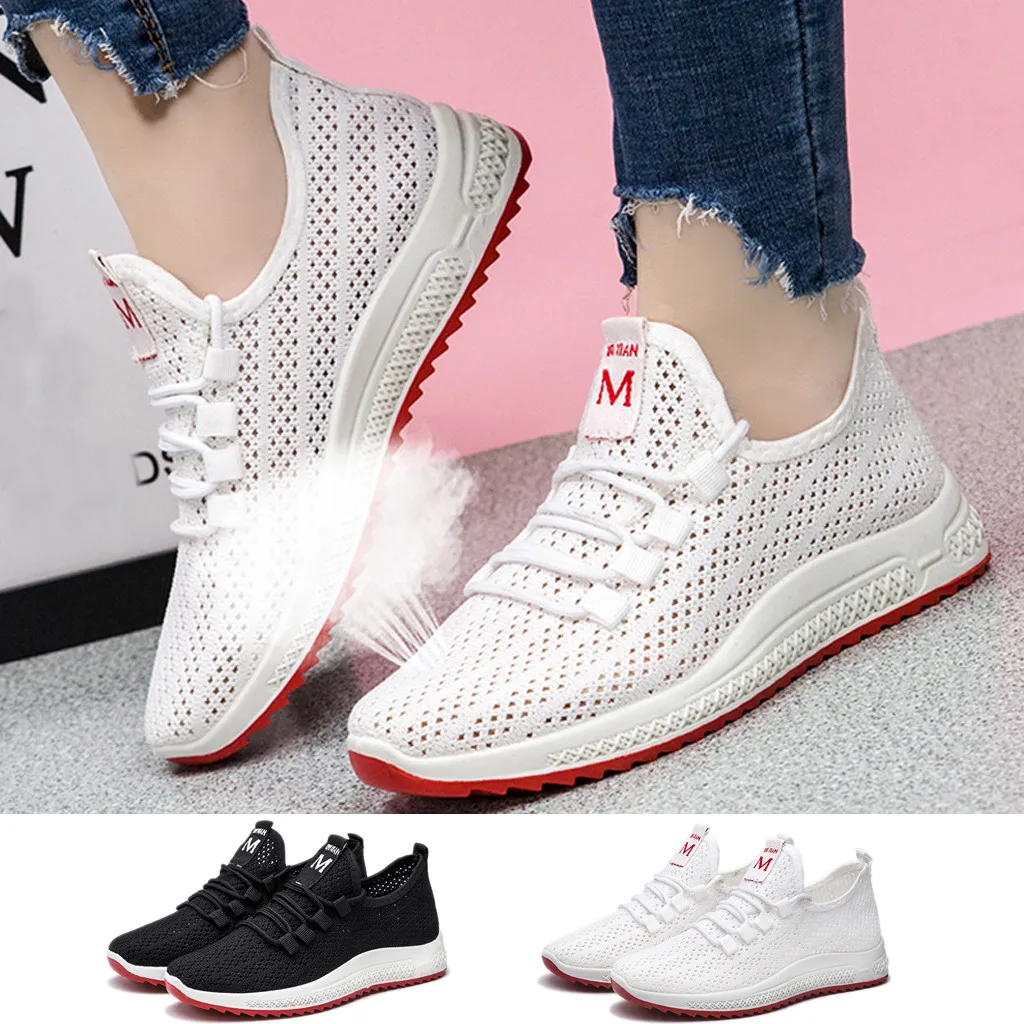 

sneakers women breathable air mesh Women Ladies Fashion Comfortable Breathable Lace Up Casual Shoes Sneakers wedge sneakers#g3