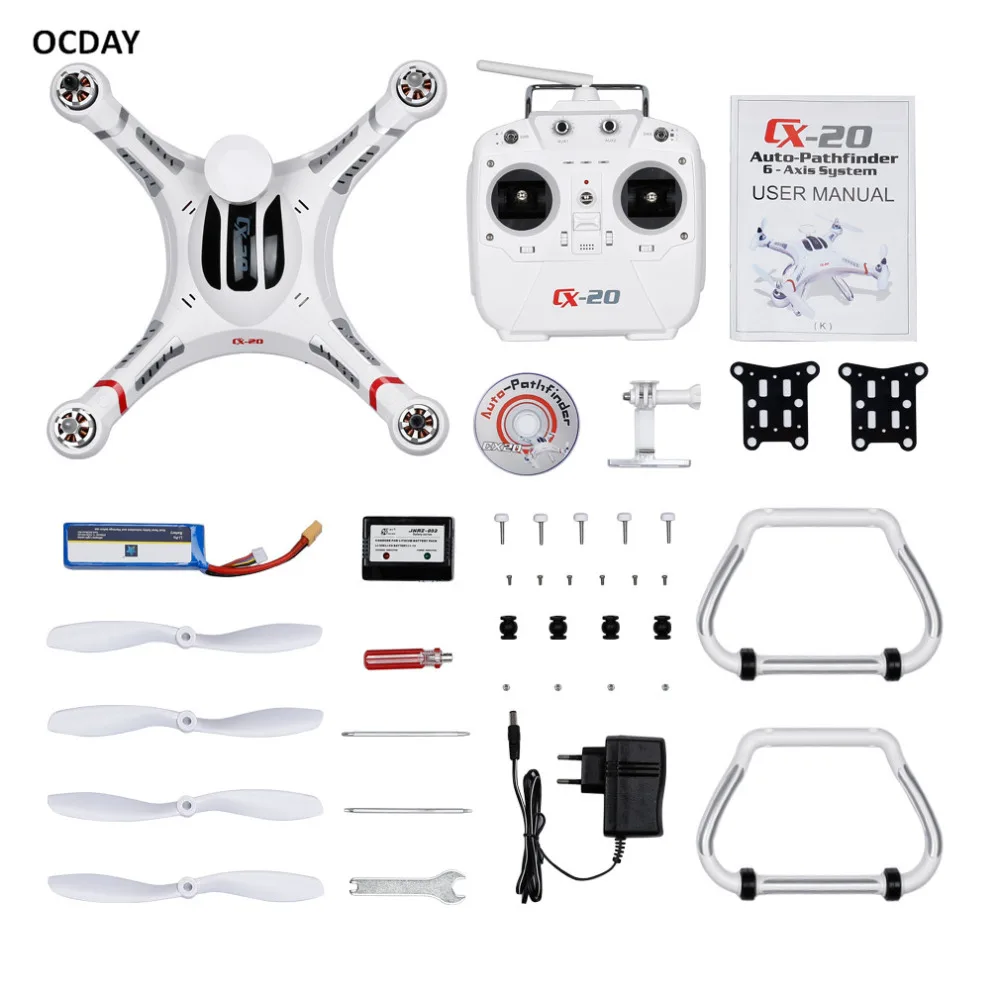 

Hot ! OCDAY RC Helicopter Remote Control White 2.4GHz 6 Axis System Auto-Pathfinder RTF Quadcopter for Cheerson CX-20