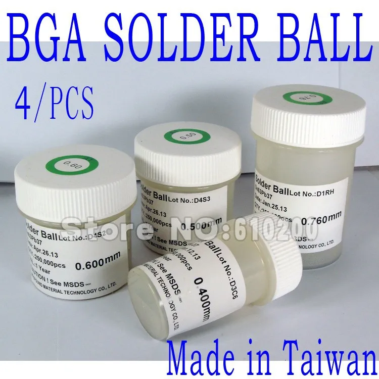 Free Shipping (4/pcs/set) High Quality BGA Solder Ball 0.4/0.5/0.6/0.76mm PMTC Leaded Solder Ball 250K For BGA Rework Reballing Free Shipping (4/pcs/set) High Quality BGA Solder Ball 0.4/0.5/0.6/0.76mm PMTC Leaded Solder Ball 250K For BGA Rework Reballing