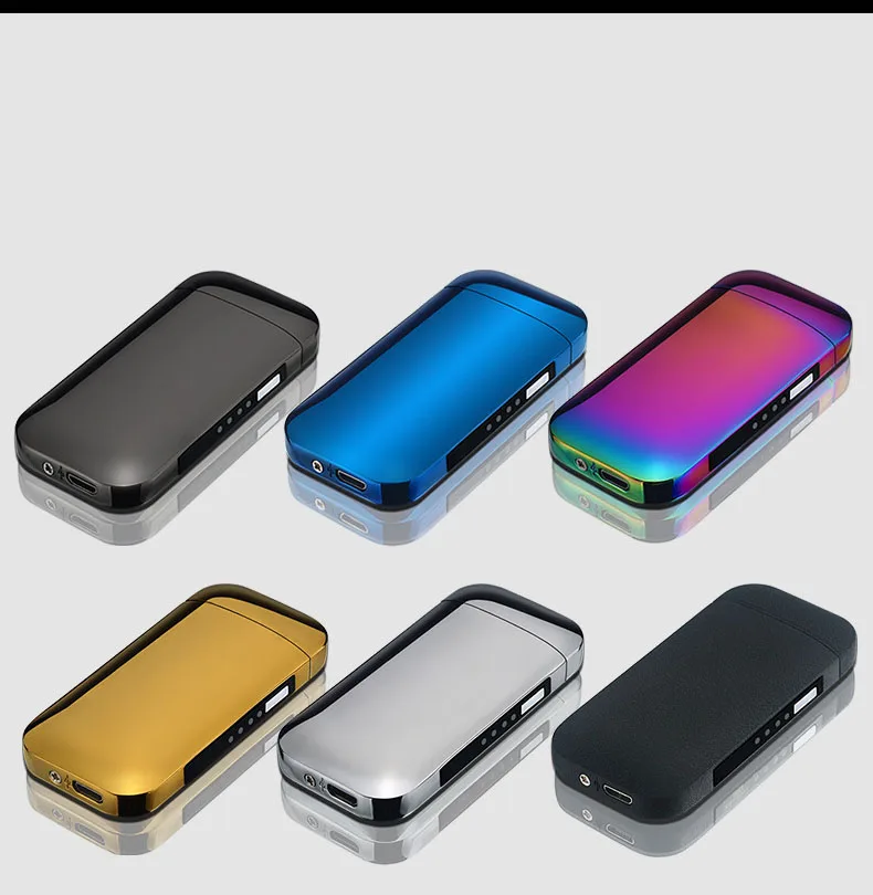 

USB Lighter Plasma Double Arc Windproof Usb Charge Cigarette Ligther For Smoking Free laser Logo