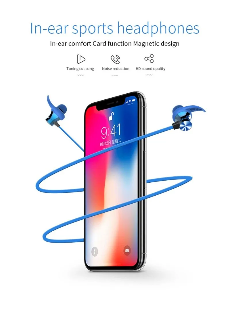 Магнитные аттракционы Bluetooth наушники спортивные наушники с защитой от пота 4,2 со встроенным микрофоном наушники Bluetooth гарнитура Hands free