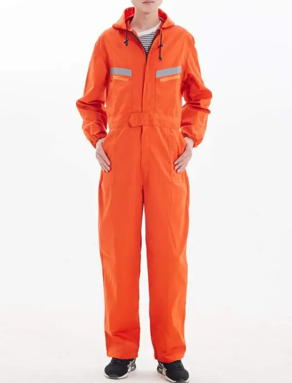 Safety reflective work overalls with hat, factory uniform work clothing