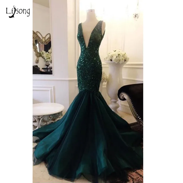 Deep Green Long Prom Dress