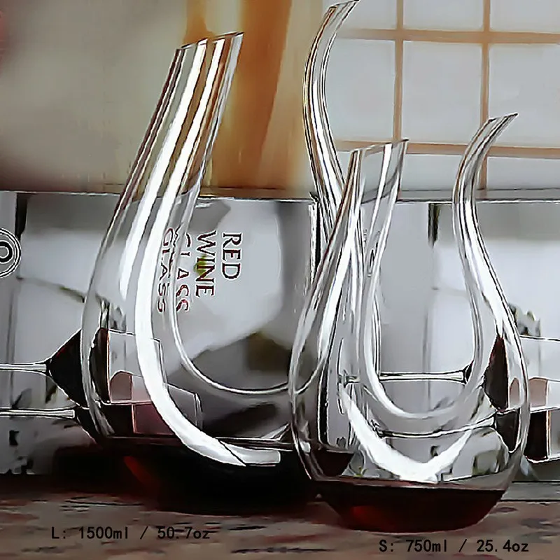 750 мл графин для вина из хрустального стекла u-образный рожок для вина, инструмент для вина, ручной работы, бессвинцовый стеклянный дозатор для вина