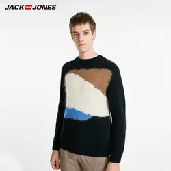 JackJones зима 100% шерсть мужской тренд круглый вырез длинный рукав свитер тканый пуловер шерстяная мужская одежда 218424522