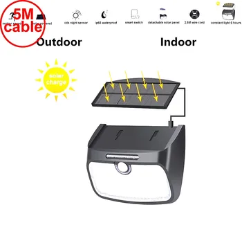 

48 leds split solar panel indoor Light PIR motion radar smart LED Solar 1300lm Su tor for Garden Back Door Step Stair Fen