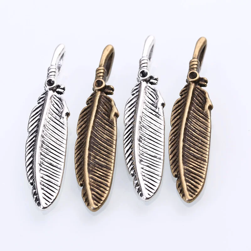 Metal Zinc Alloy Small Feather Charms Vintage Diy Feathers Pendant