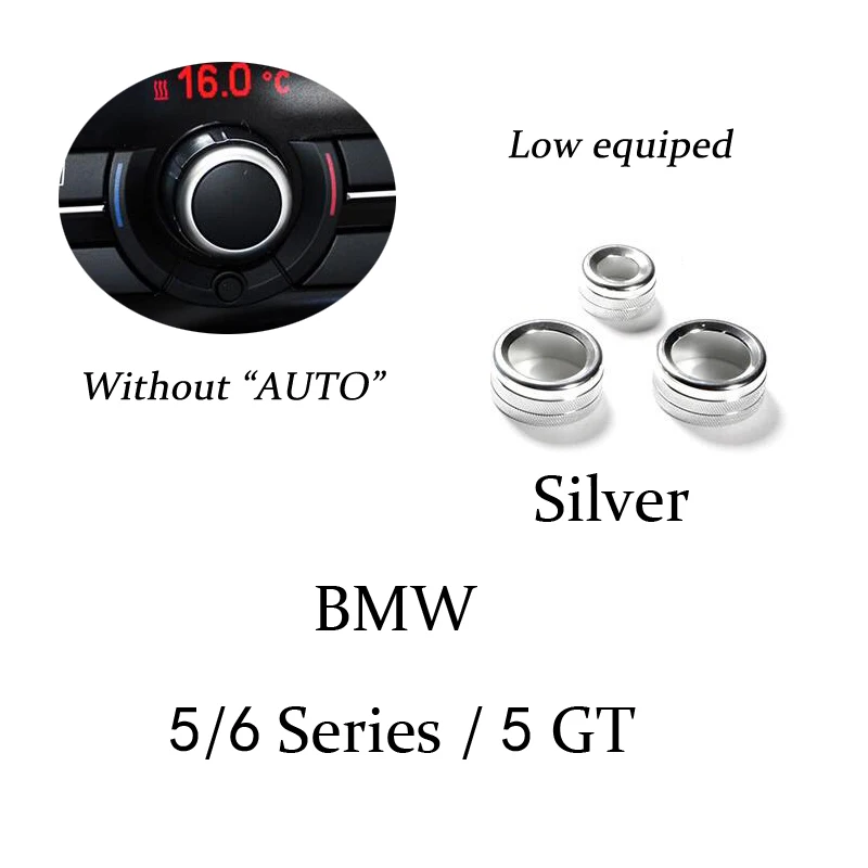 Автомобильный Кондиционер ручки аудио, декоративный круг, отделка для BMW E70 E71 F15 F16 X1 X5 X6 F30 F20 F32 F10 F34 F01 F07 GT F48 F45 - Название цвета: Silver