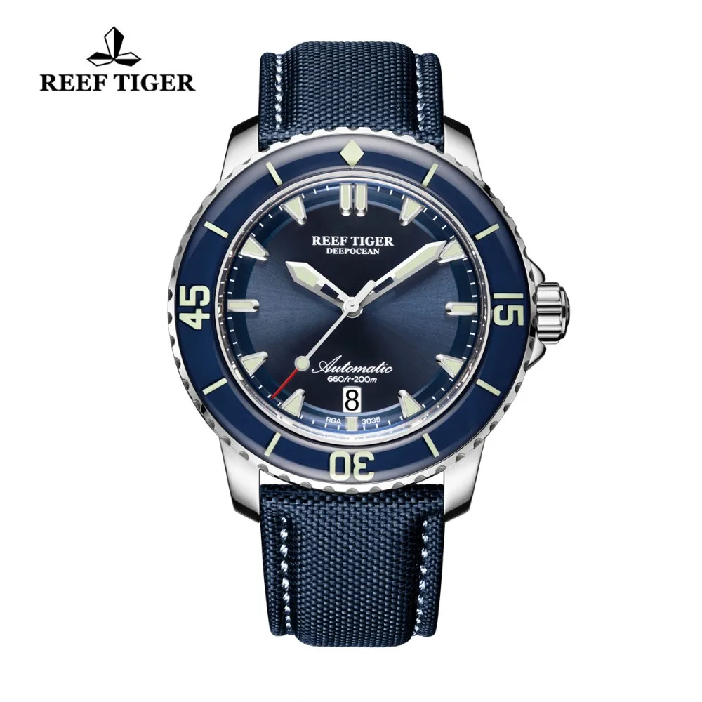US $292.80 Reef TigerRT Super Luminous Dive Watches Mens Analog Automatic Blue Dial Watches with Date RGA3035