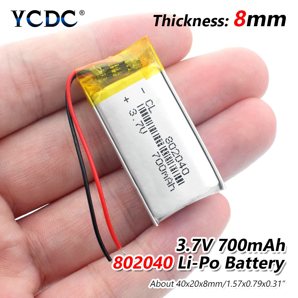 Полимерный аккумулятор 700 mah 3,7 V 802040 умный дом перезаряжаемый литий-ионный аккумулятор для dvr gps MP3 MP4 Bluetooth динамик ручка для чтения DIY