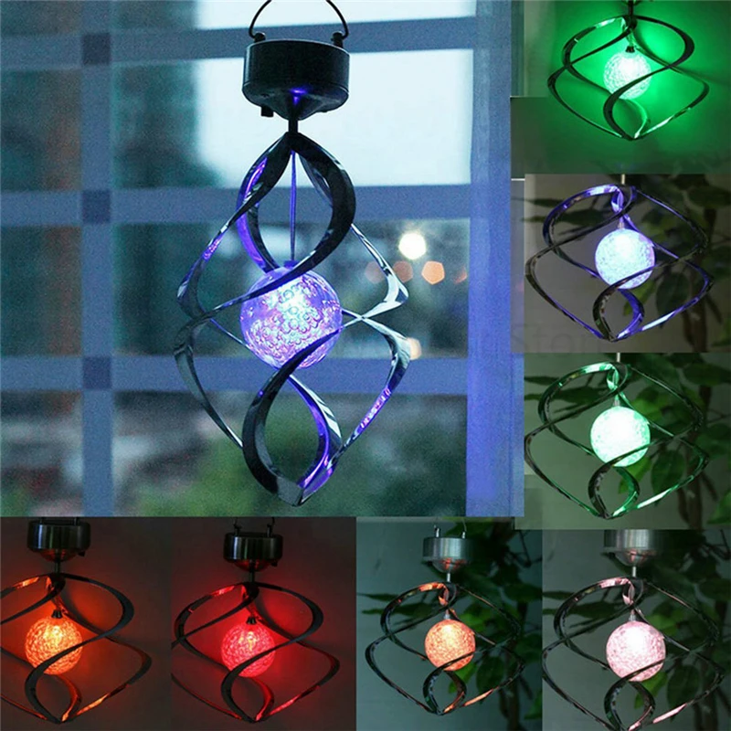 Solarbetriebene LED-Farbwechsel-Spirallampe im Freien Garten hängende Lichtdekor 