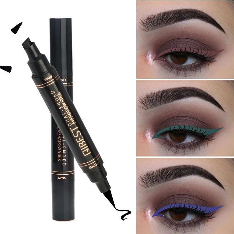 

1 Pcs Double-Headed Seal Colorful Eyeliner Triangle Seal Eyeliner 2-in-1 Waterproof Eyes Make kit Eyeliner Pen Eyeliner Stamp