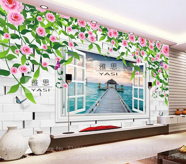 Hoja Flor 3d Paisaje Papel Pintado Fresco Papel De Parede Tapete Infantil Papel Tapiz De Fondo Homedecoration Revestimiento De Paredes Papel De 3d Landscapeslandscape Wallpaper Aliexpress