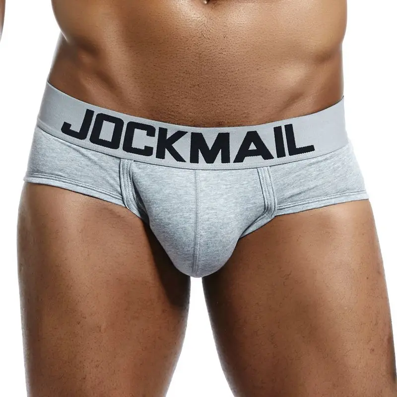 JOCKMAIL одноцветное мужские трусы брифы середины талии мужские хлопковые трусы большой пенис, выпуклость Чехол дышащая скольжения Homme белый