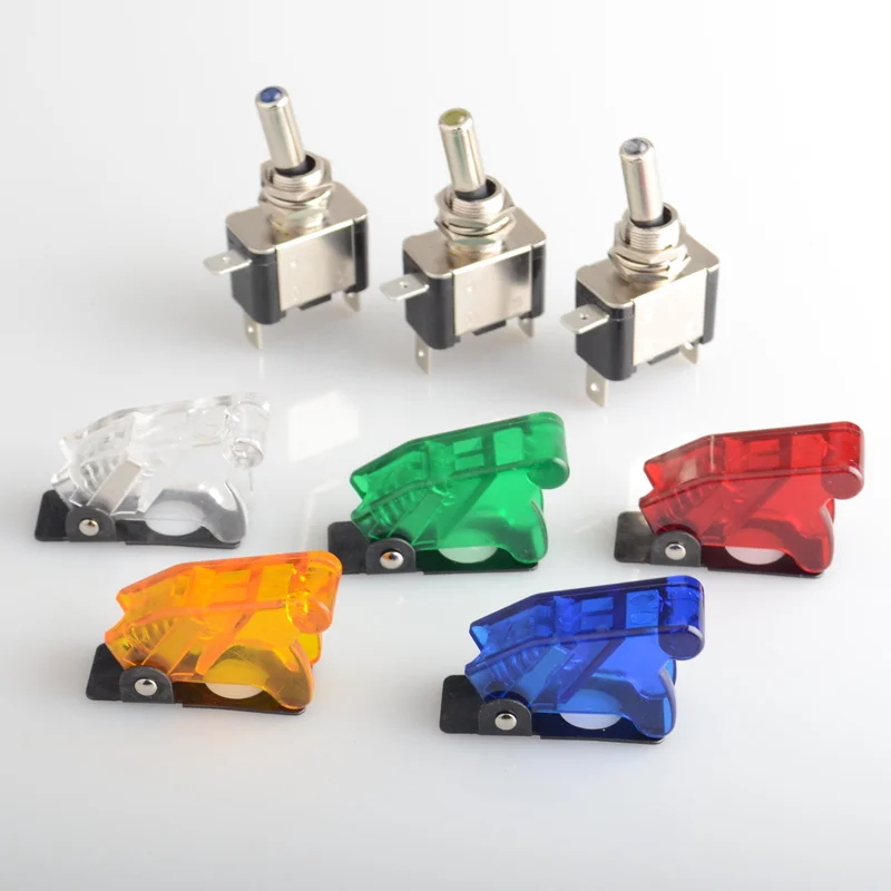 

LED illuminated LED Toggle Switch With Missile Style Flick Cover Car Dash 12V 20A 3Pin