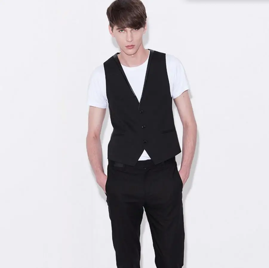 font b Men s b font three grain of buckle sleeveless vest pure color fashion
