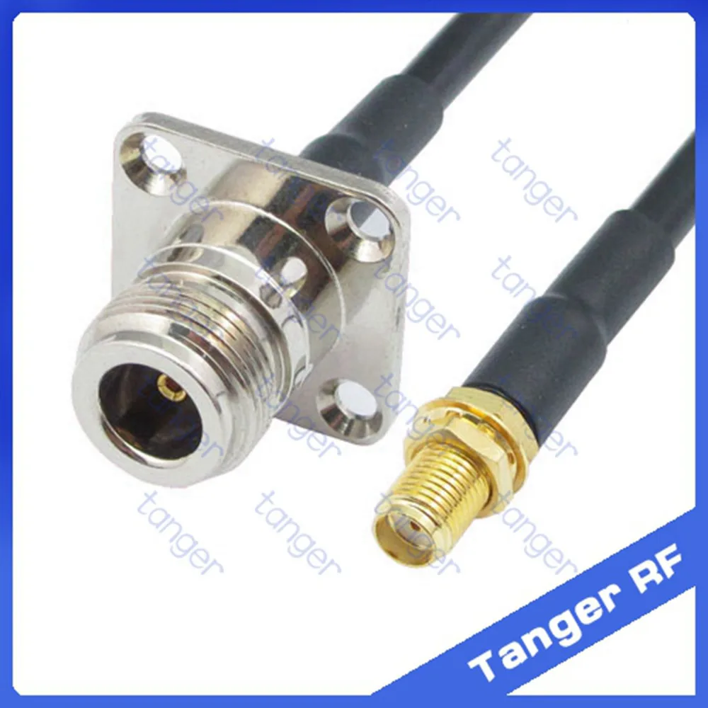 

Hot sale Tanger N female jack 4 four hole panel to SMA female jack straight RF RG58 Pigtail Jumper Coaxial Cable 20inch 50cm