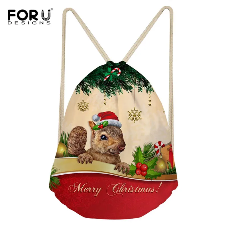 G0043Z3 FORUDESIGNS/женские шнурок мешок для упаковывания сумок Санта-Клаус маленькие большие рождественские подарочные сумки детские праздничные новогодние держатели для подарков сумка - Цвет: G0043Z3