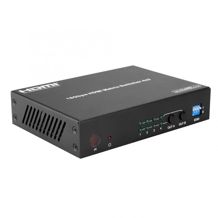 

HDMI 2.0 4X2 HDMI Matrix Switcher Switch Splitter with L/R with Battery US 100-240V cable