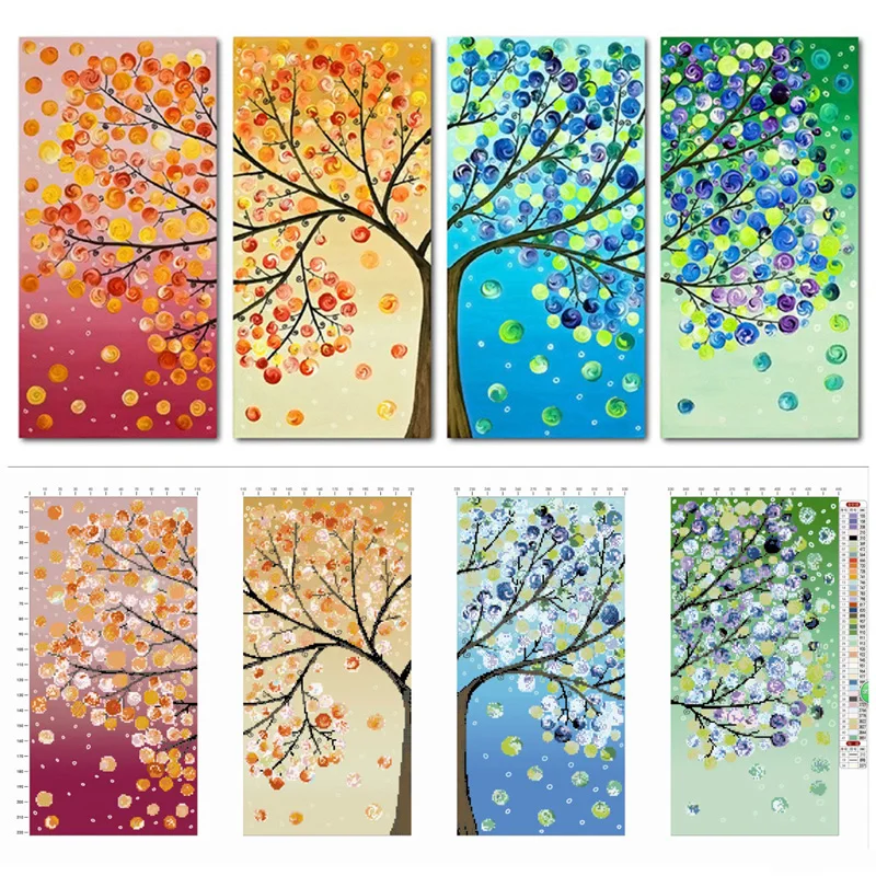 

Fashion Colorful Tree Embroidery Needlework DIY Counted Cross Stitch Kit DIY Handmade Needlework Home Room Decoration 103*57cm