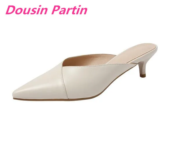 Dousin Partin 2019 Women Pumps Comfortable SheepSkin Slingback Sexy Pointed Toe Fashion Thin Middle Heel Summer