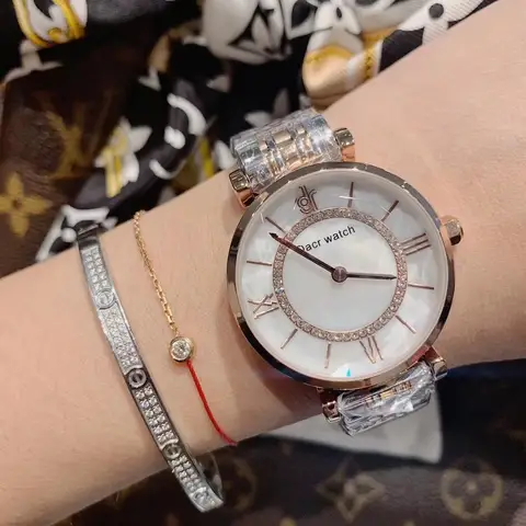 Relógio de Quartzo Relógio de Pulso à Prova Moda Feminina Marca Neutro Relógios Número Romano Pulseira Relógio Vestido Negócio d’ Água Reloj Montre Femme
