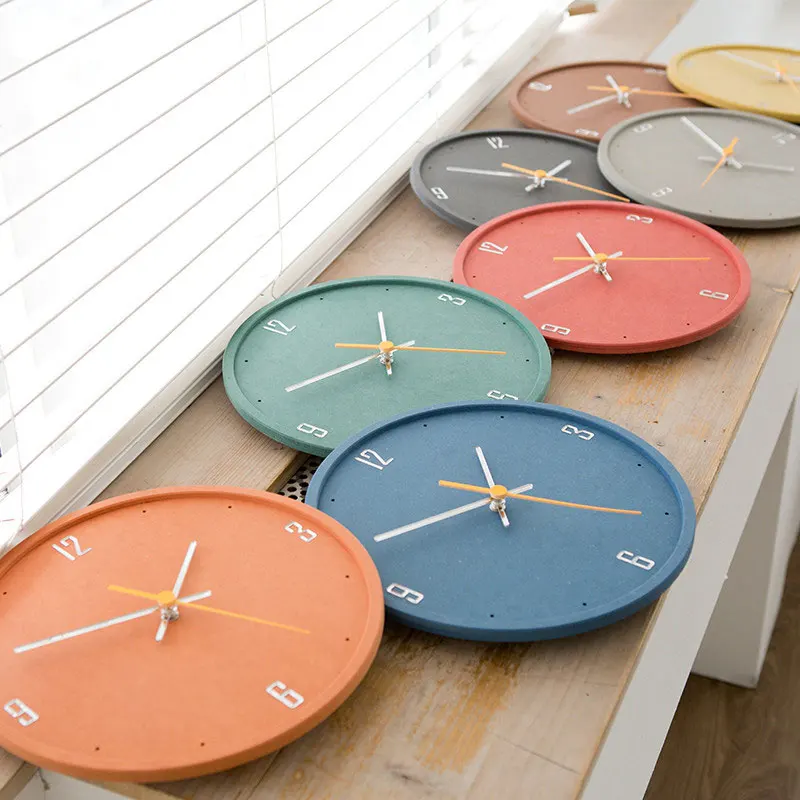 

12 in Diameter 29CM Pure Color Circular Wall Clock Modern Design Silent DIY Bedroom Home Decor Simple Mural