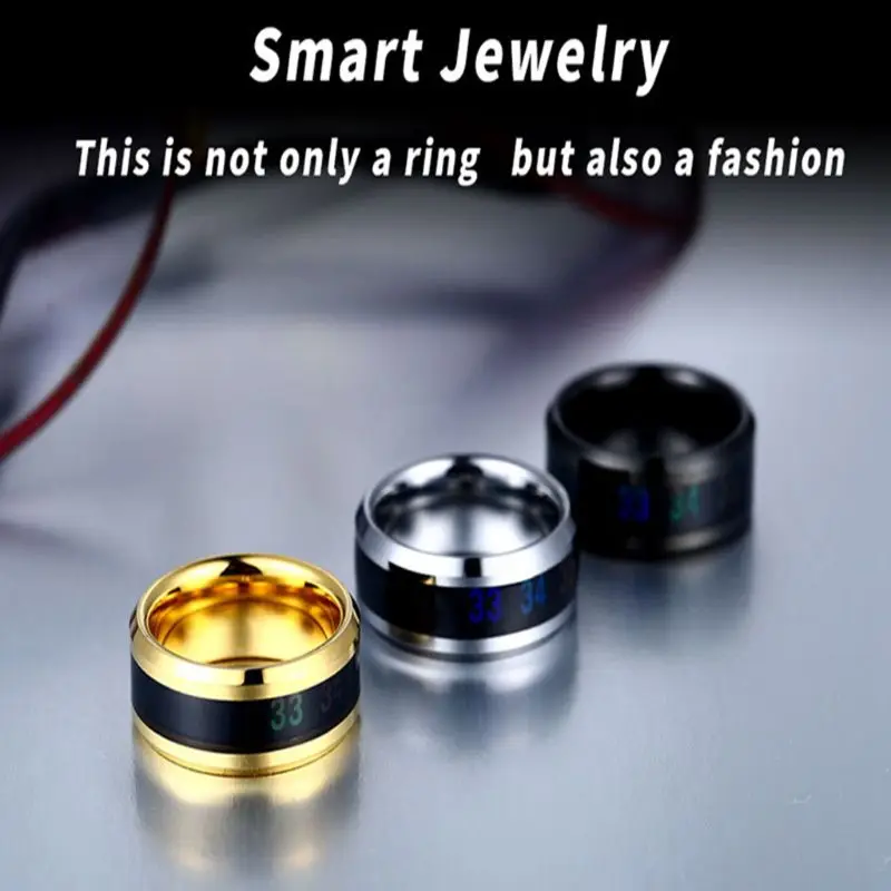 

Titanium Steel Temperature Monitor Digital Thermometer Body Sensor Smart Rings