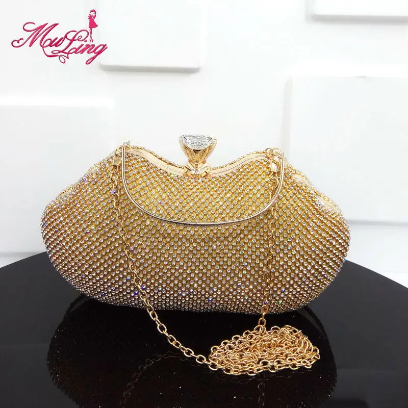 

Luxury crystal brilliant jeweled diamond handbag fashion gold/silver/black design evening clutches bridal wedding party handbag