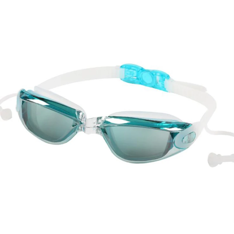 HD resistente al agua Anti niebla Chapado en Gafas de natación de silicona tapones para los oídos de piscina de natación Gafas tutoria para hombres y mujeres