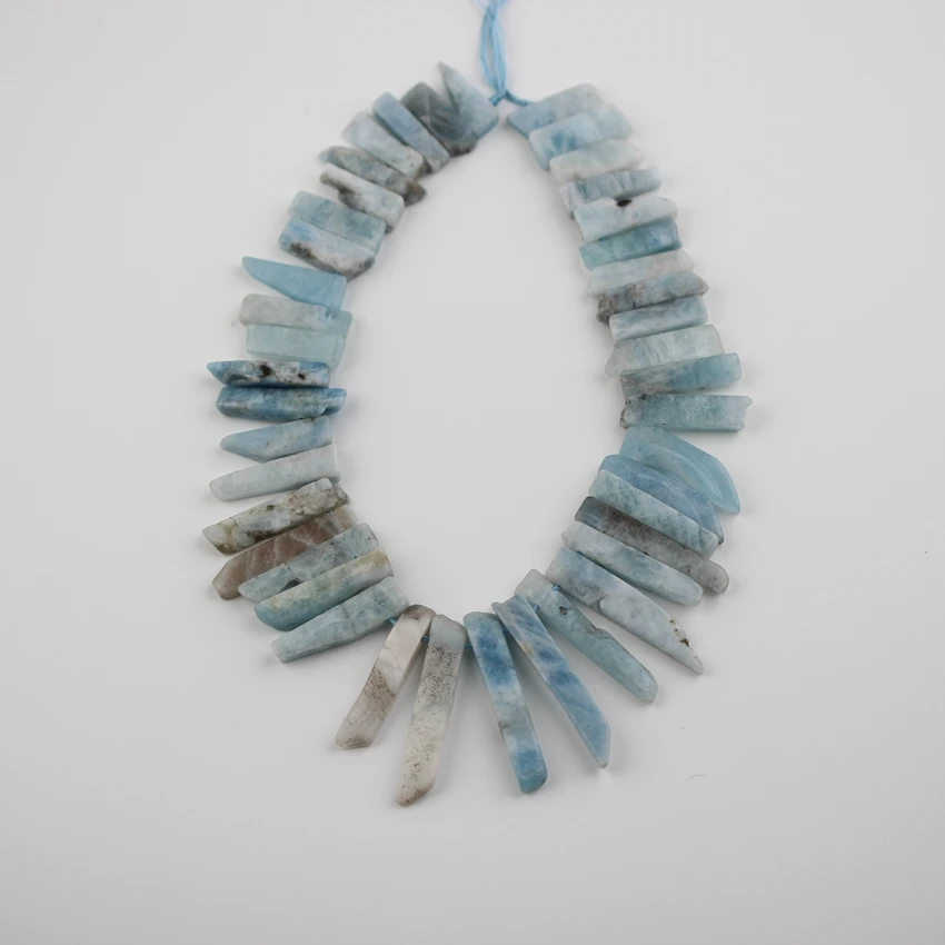 

Natural Blue Chalcedony Stone Slice Beads,Top Drilled Graduated Slabs Loose Beads Necklace Making