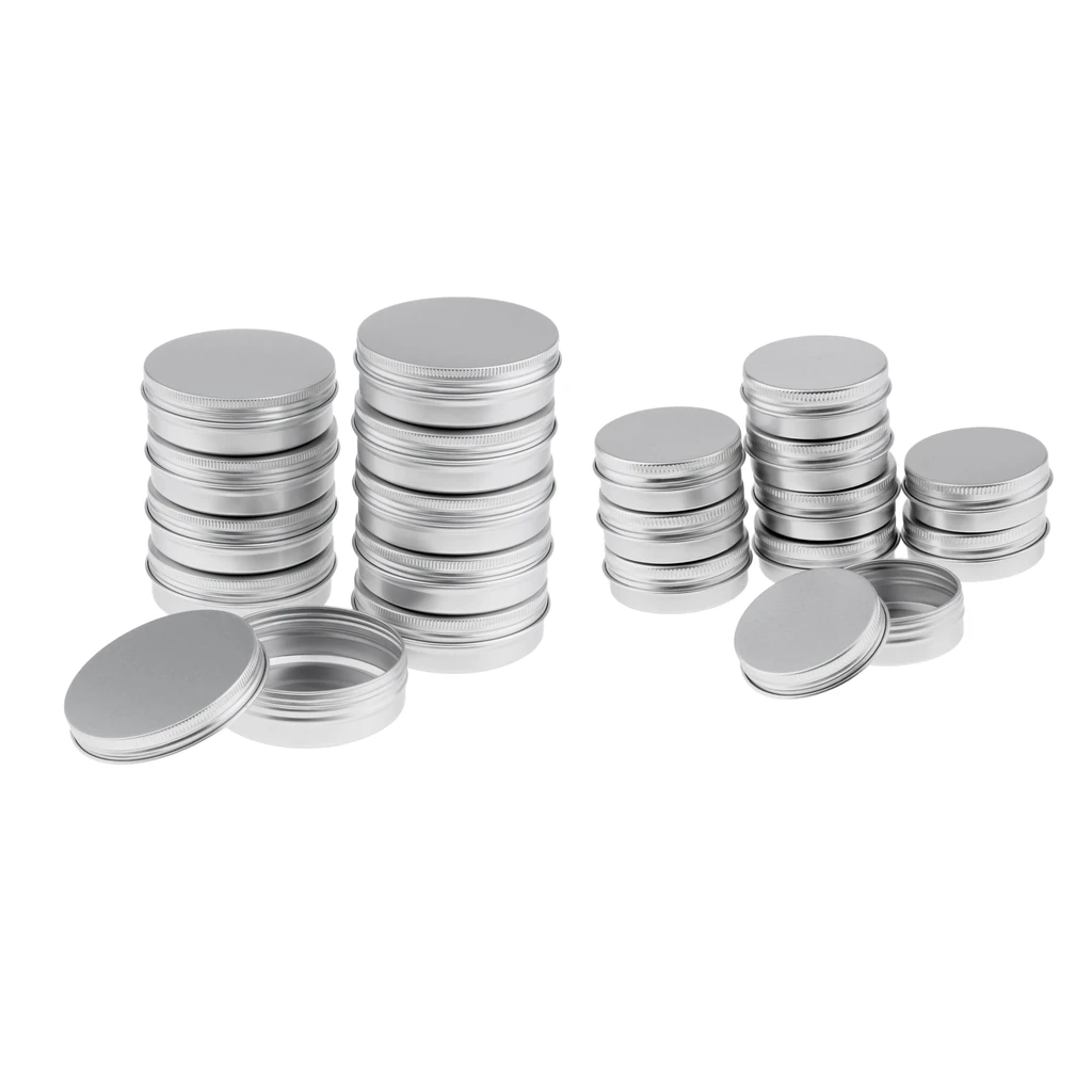 20pcs Aluminum Tin Jars Cosmetic Containers Round Tin Cans with Screw Cap Lid for DIY Crafts Cosmetics Salve Candle Travel