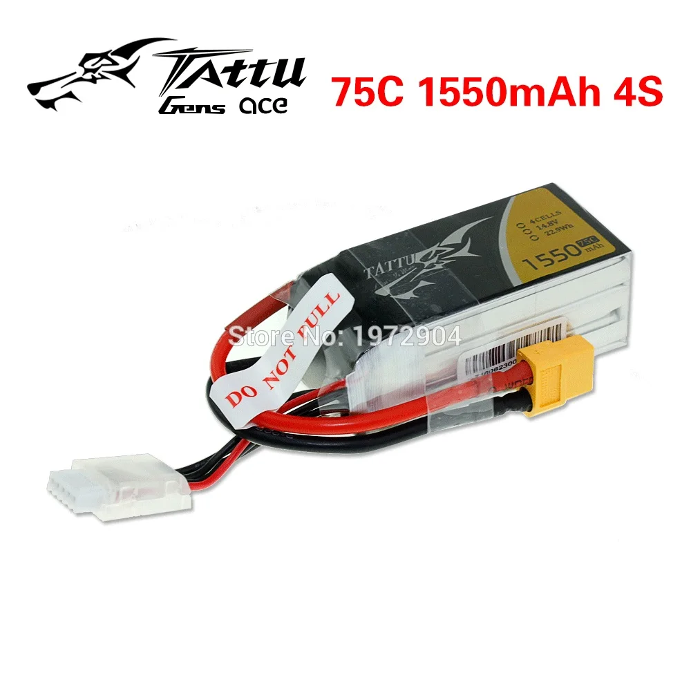 

Tattu LiPo Battery Pack 1550mAh 14.8V 75C 4S with XT60 Plug for FPV Racing