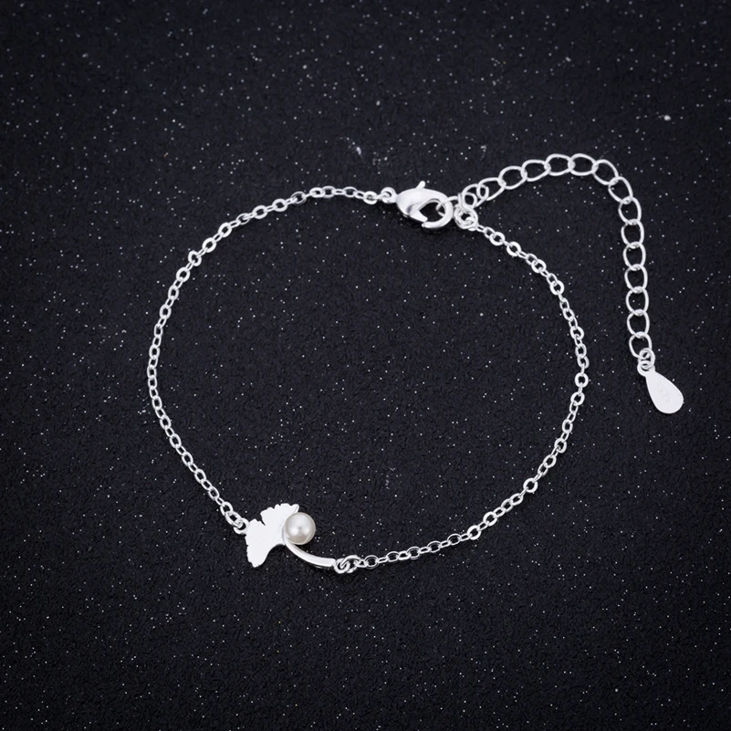 Smjel новые модные Винтаж Boho листьев гинкго билоба с Подражать жемчужный браслет Femme Интимные аксессуары Jewelry подарки B049