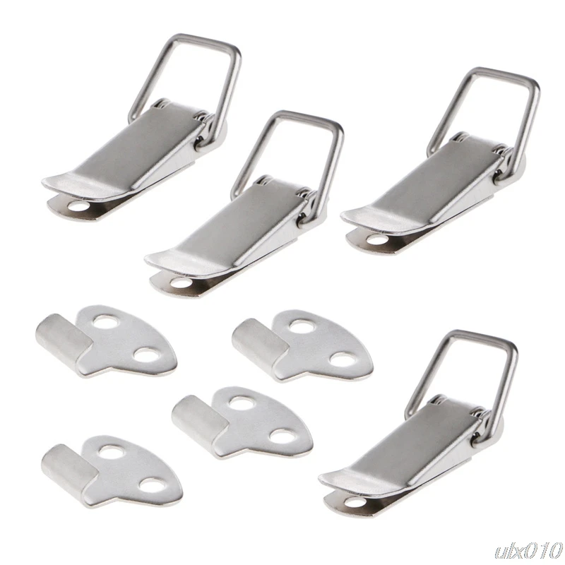 

4Pcs Hardware Cabinet Boxes Spring Loaded Latch Catch Toggle Iron Hasp For Sliding Door Simple Window Cabinet S08