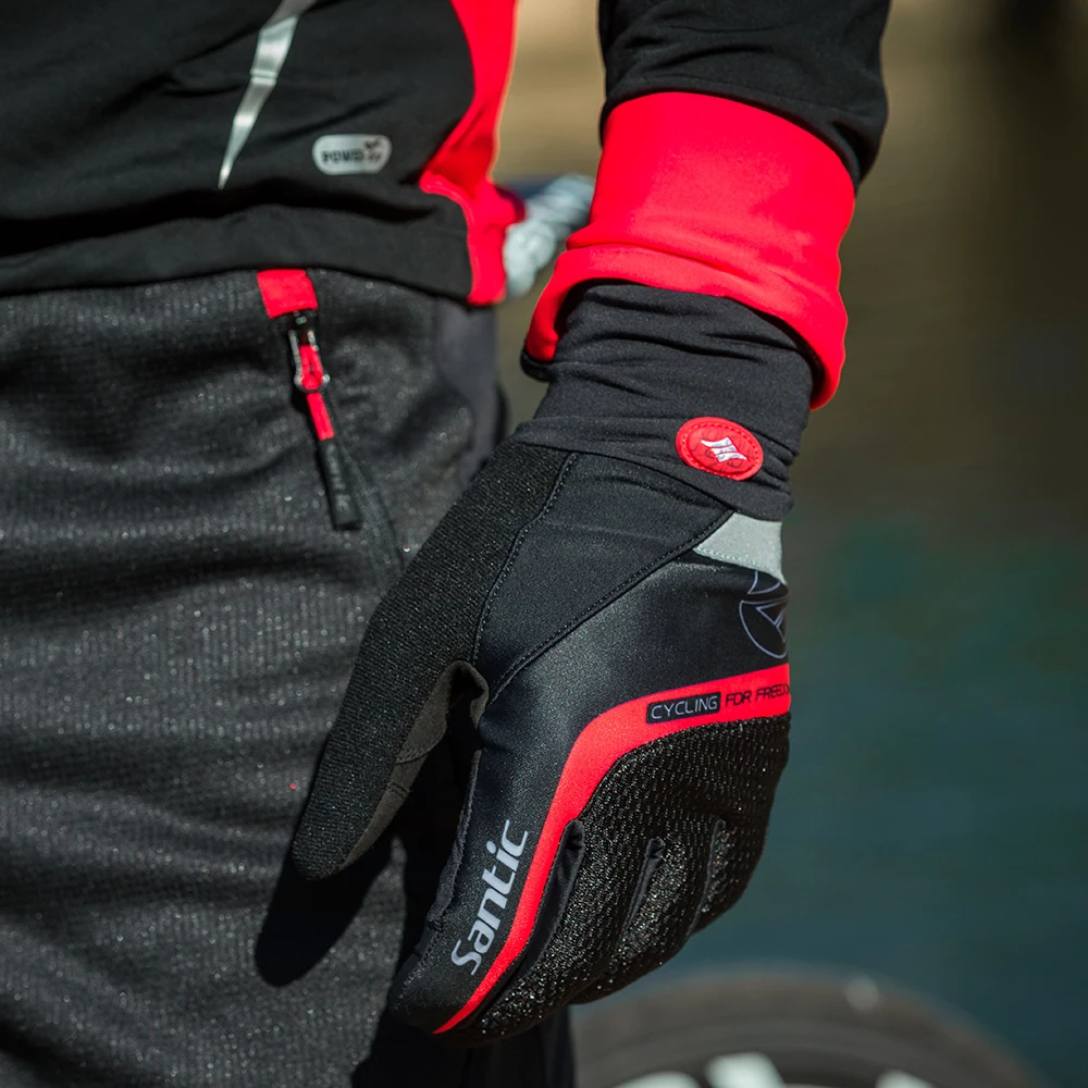 Buy Santic Cycling Gloves Men Red Black Gel Warm Full