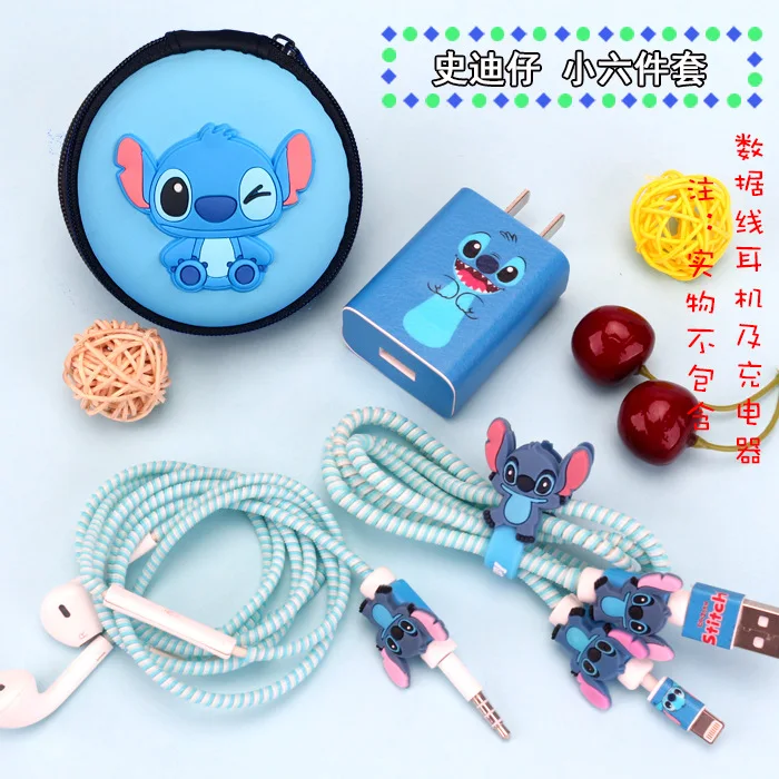

Cartoon USB Cable Earphone Protector Set With Box Cable Winder Stickers Spiral Cord Protector For Huawei glory 7/glory 8/Mate 8