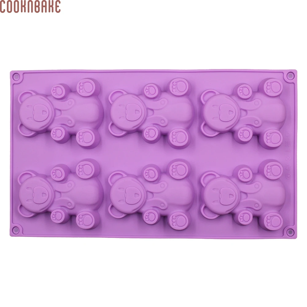 COOKNBAKE DIY 6 Lattices Bear-Boy DIY Silicone Cake Mold Pudding Bakery Cookies Baking Mold CDSM-066