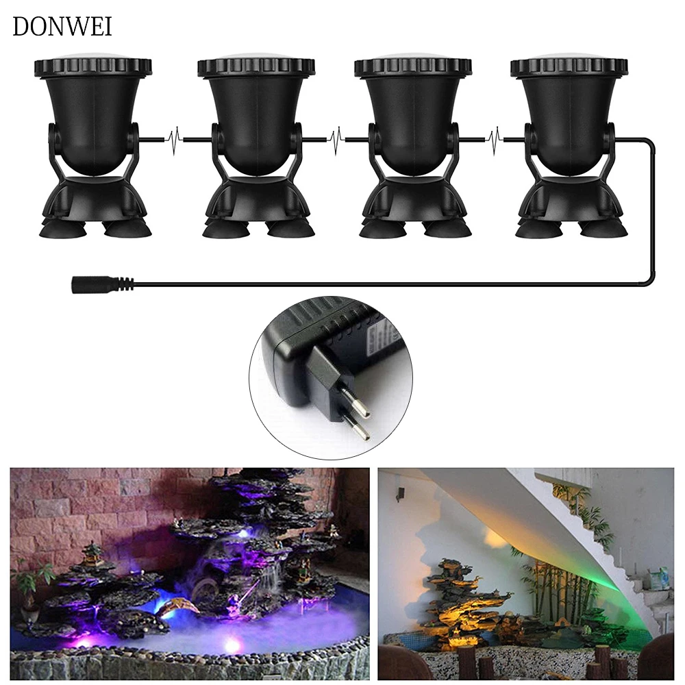 DONWEI 4 stücke RGB 36 FÜHRTE Unterwasserlicht Scheinwerfer Wasserdicht IP68 Tauch Lichter für Teich Aquarium Landschaft Beleuchtung