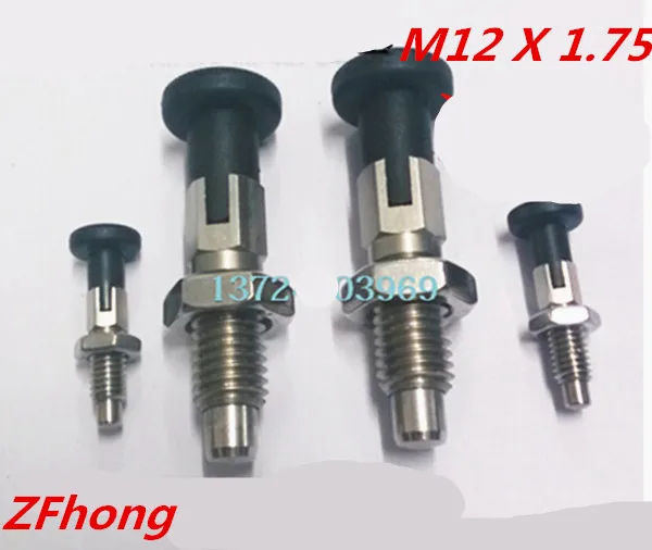 2PCS M12x1.75 Cam index plunger stainless steel spring loaded