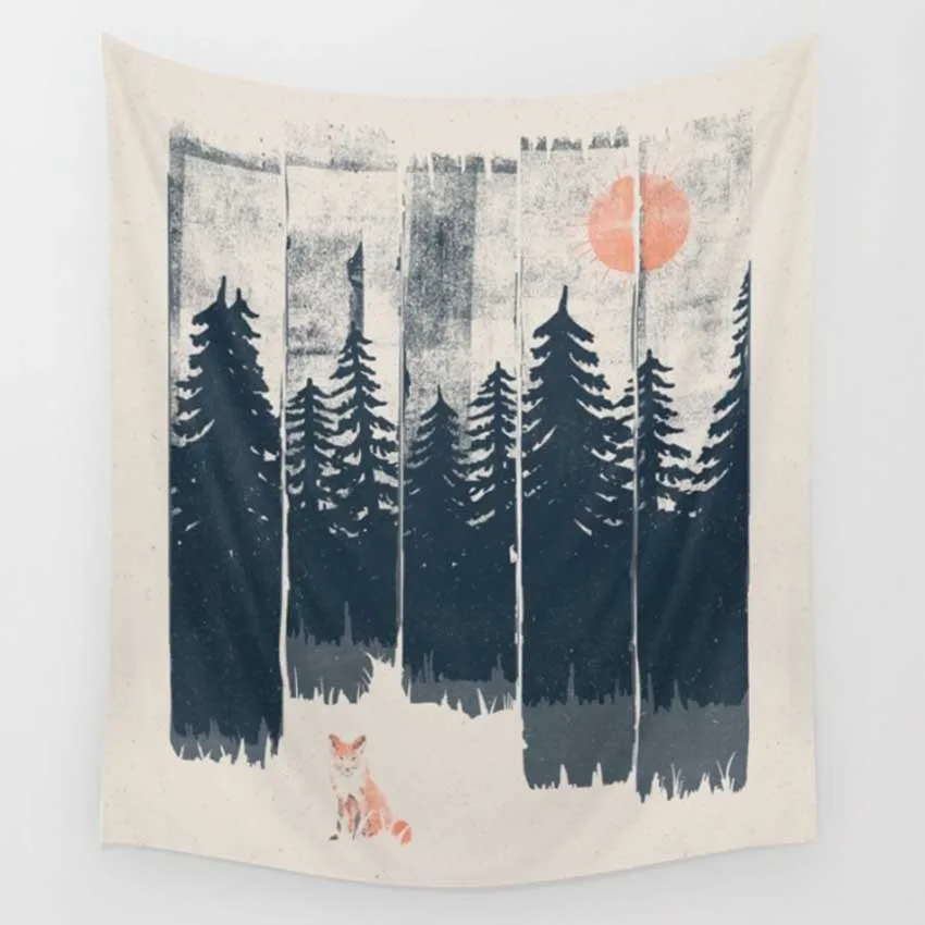 Mountain Scene Printed Polyester Mandala Tapestry Bohemia Macrame Wall Hanging Tapestry Yoga Mats Beach Towel Decor Livingroom