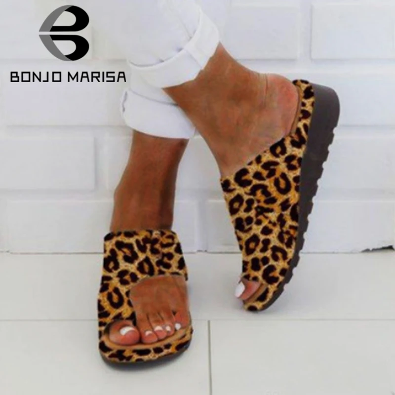 

BONJOMARISA New Dropship Casual Comfort Flat Slippers Women 2019 Summer Large Size 34-43 Elegant Summer Slides Women Shoes Woman