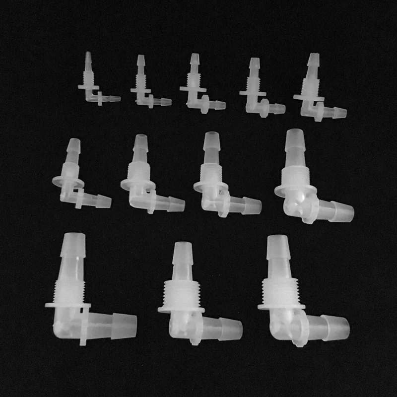 

1Pcs 2.4mm-11.1mm Plastic Threaded 90 Degree Elbow Connectors For Aquarium System (With Nuts)