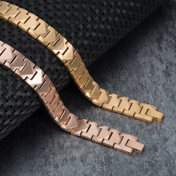 

Vinterly Bracelets Men Stainless Steel Chain Health Energy Bracelet Male Germanium Gold-color Steel Magnetic Bracelet for Men